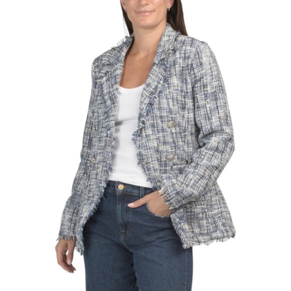 Ellen Tracy Jackets & Blazers - ELLEN TRACY Fringe Trim Double Breasted Boucle Blazer